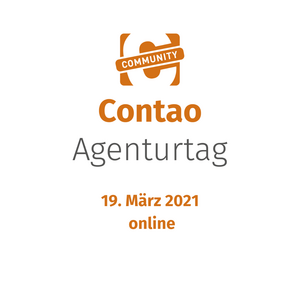 Grafik mit Text: 6. Contao Agenturtag am 19. März 2021 (online)
