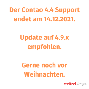 Der Contao Support für die Version 4.4 endet am 14. Dezember 2021