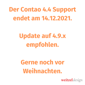 Der Contao Support für die Version 4.4 endet am 14. Dezember 2021