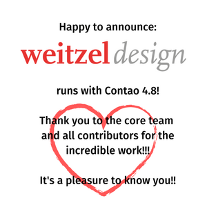Grafik mit Text: weitzeldesign mit Contao 4.8 am Start