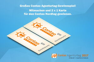 Grafik mit Text: Gewinne 2x1 Ticket für den Contao Nordtag 2017